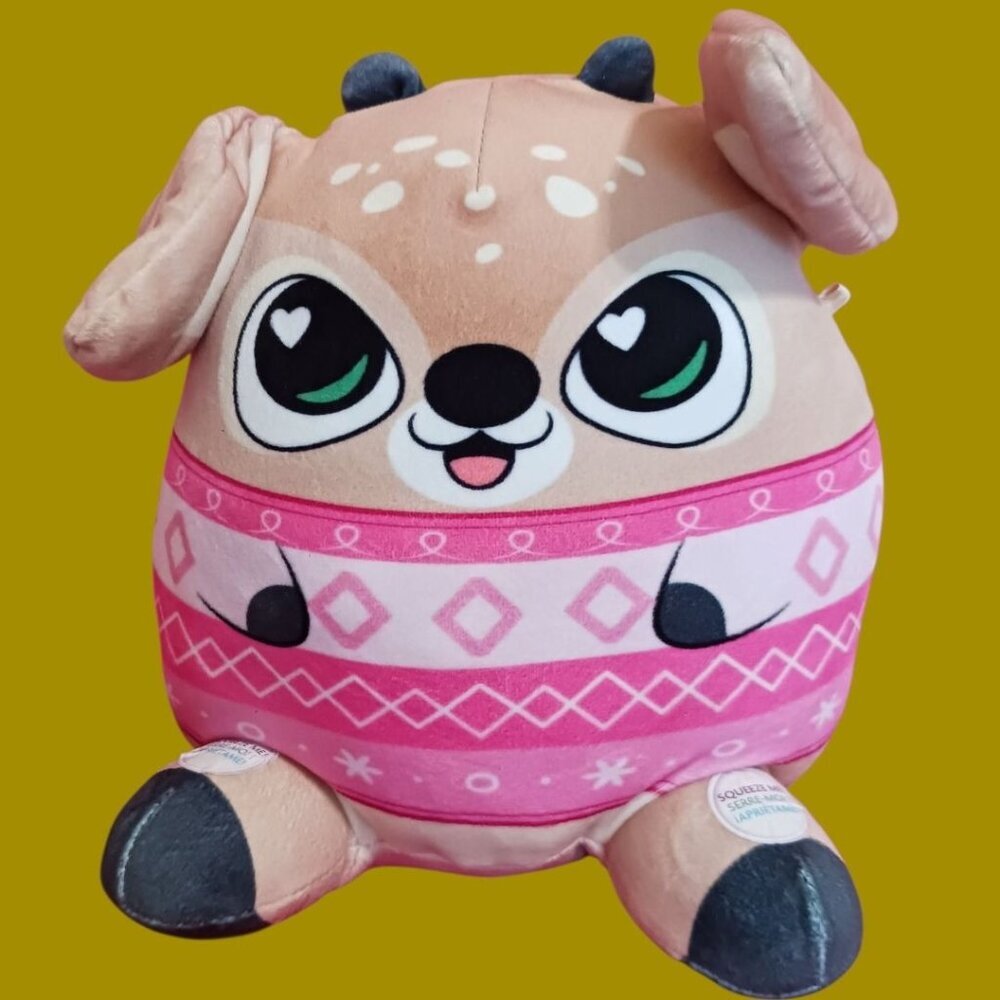 Flipeez Winter Deer Plush Toy Pink/tan "10"